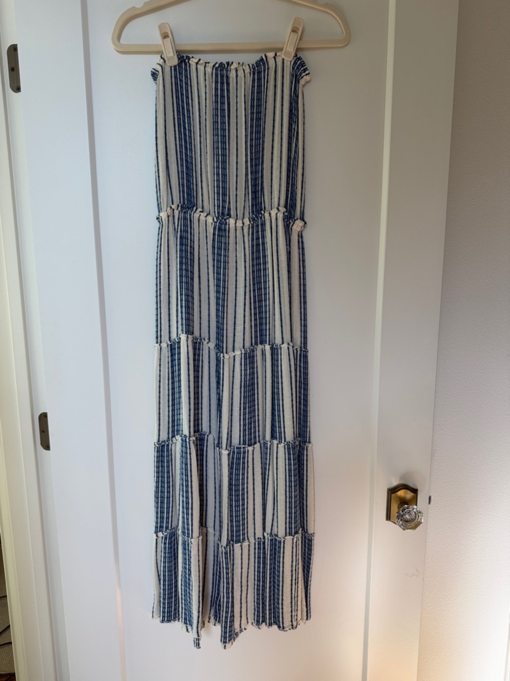 Elan Blue and White Striped Lightweight Maxi Dress